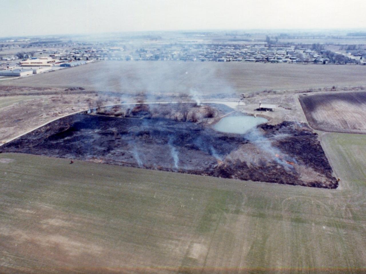 sky view of prescribed tall grass burn