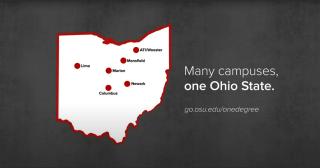 outline of Ohio with dots marking all of the OSU campuses