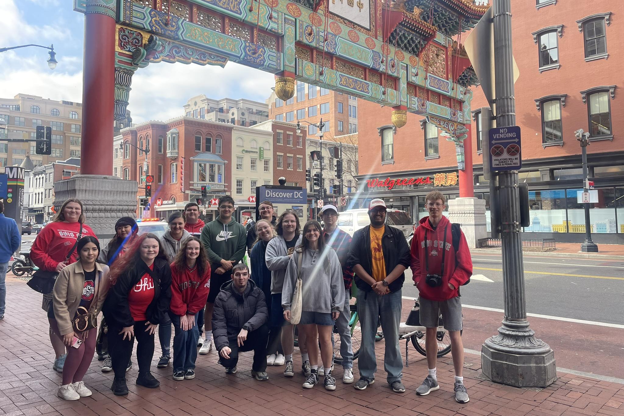 group poses in Washington, DC's Chinatown