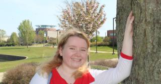 Amber Alexander posing for photo on The Ohio State University at Marion campus