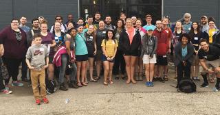 large group of Ohio State Marion students, alumni, and other members of the Marion Campus Coalition for Christian Outreach (CCO) student organization, and the Missio Dei Anglican Church of Houston, TX 