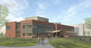 generated photo of what newly constructed Science & Engineering Building will look like