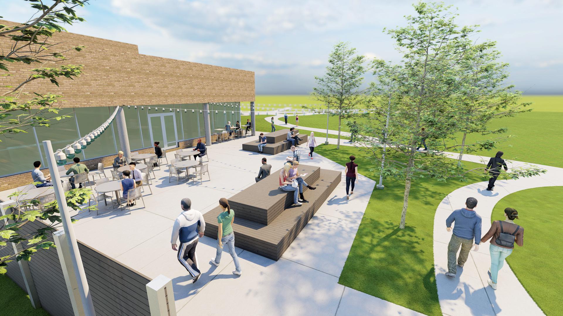 concept photo of the outdoor student center patio