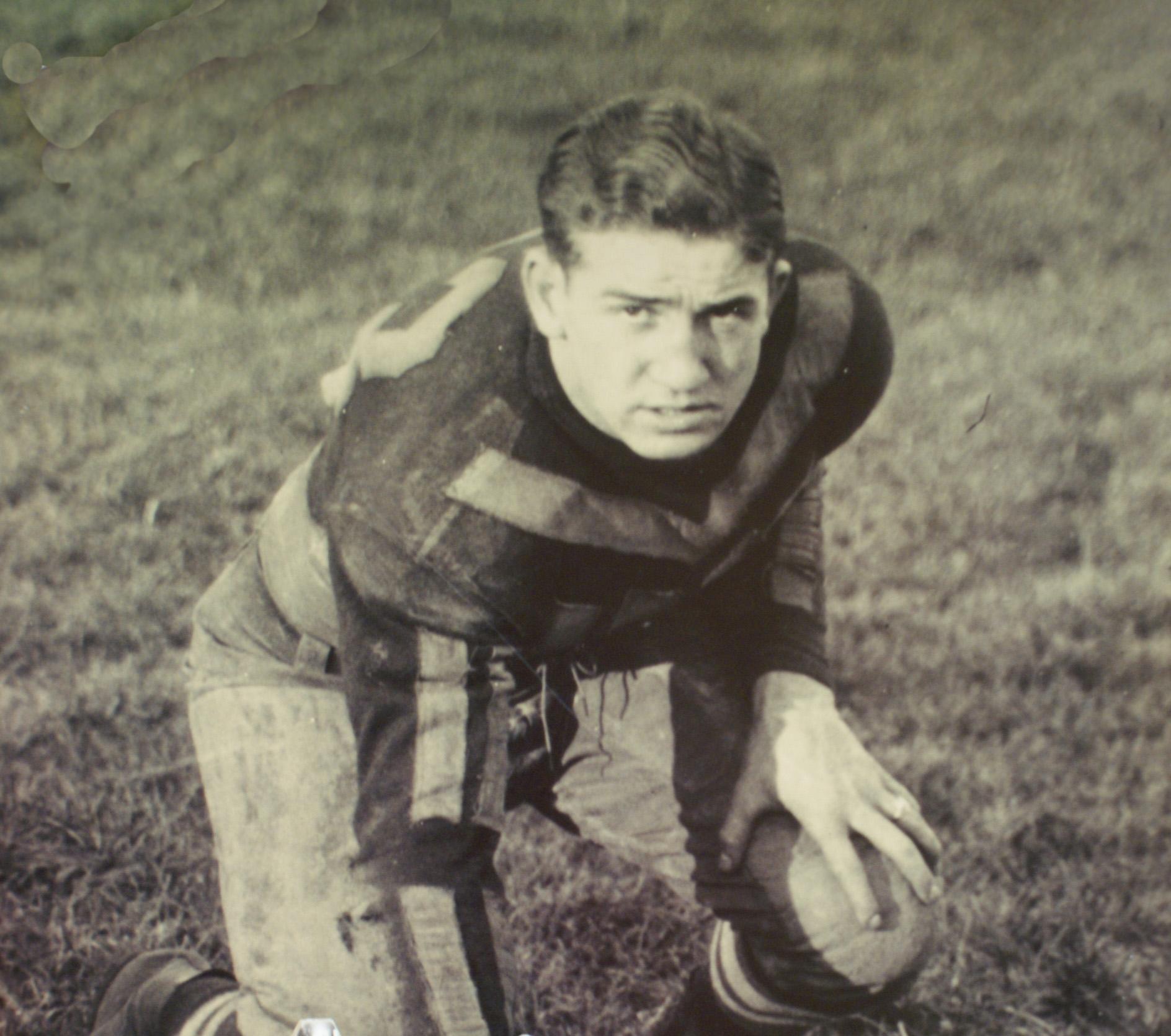 old photo of Ohio State football player sepia tone