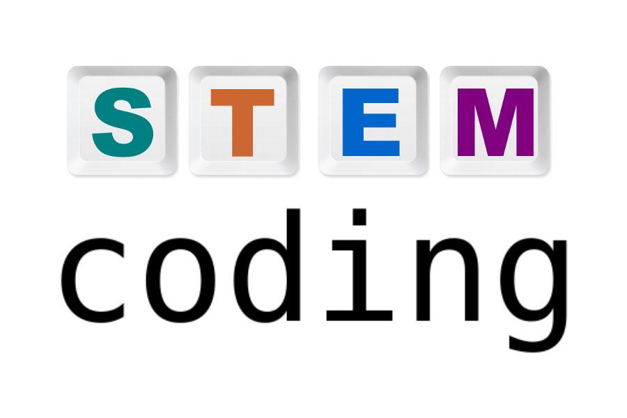 STEM letters with the word coding below