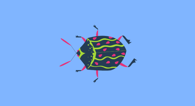 bug art on blue background