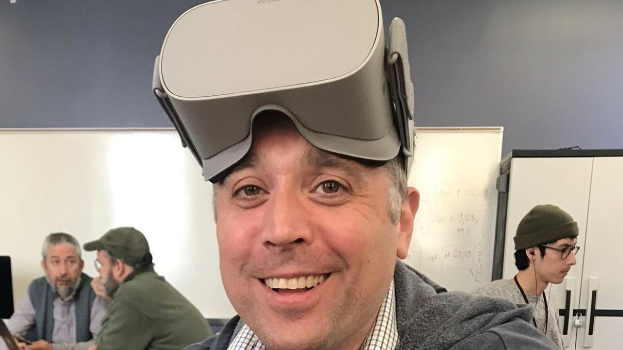 jeffery Kuhn wearing a virtual reality headset