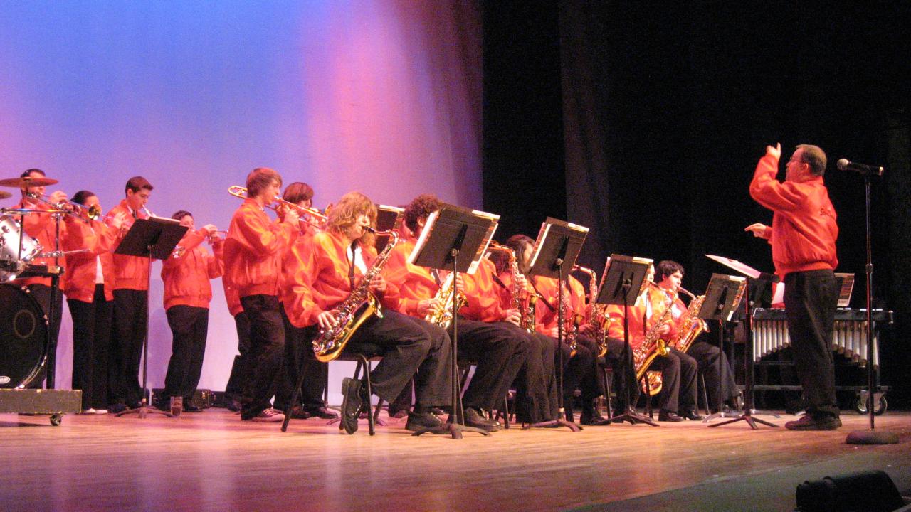 big band on stage performing