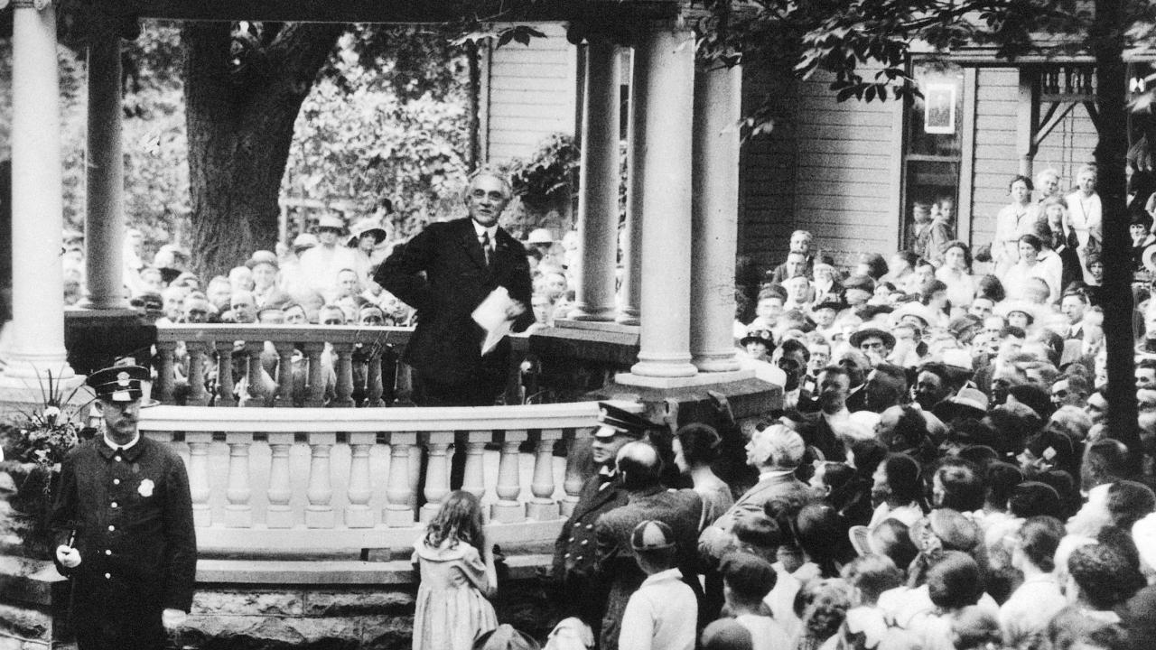 President Harding campaigning on his front porch