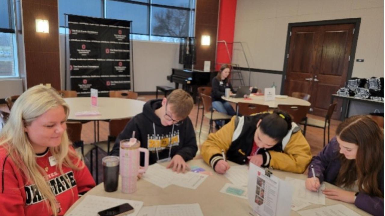 students working as a group in the guthery room